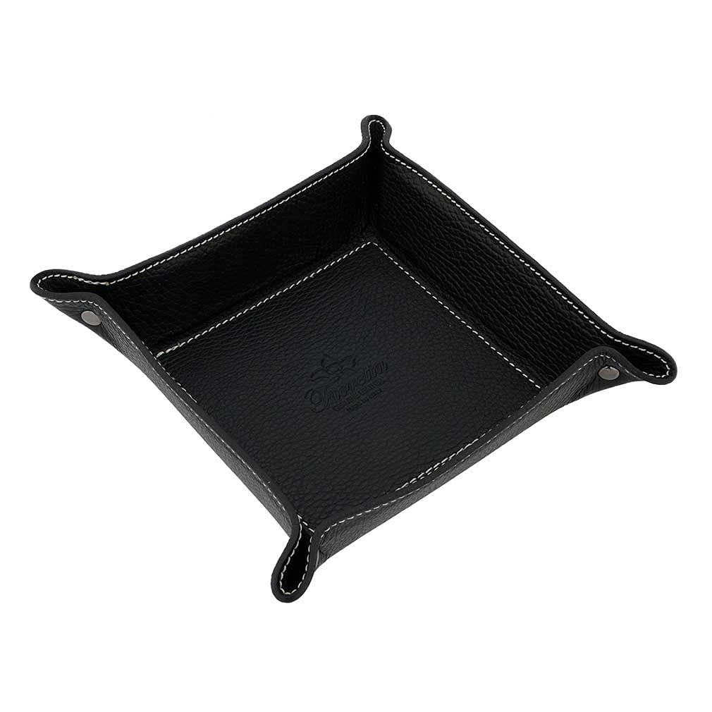Fioretta Italian Leather Organizer Valet Tray - Black
