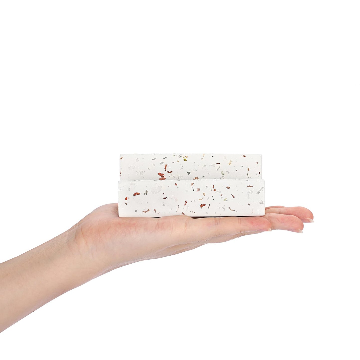 Hipiwe Business Card Holder for Desk Terrazzo Business Card Display Stand Desktop Cards Display Stand for Women Men Concrete Business Card Stand Organizer for Office