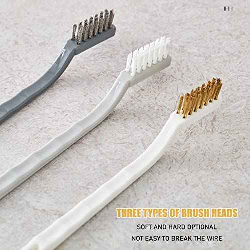 ORIJOYNA Set of 3 Kitchen Cleaning Scrubbers - Wire Brush (Stainless Steel + Brass + Nylon) for Range Hood Grease, Grime and Rust