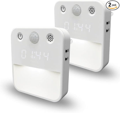 SX.man&sog Motion Sensor Light Indoor,3 Colors Temp Adjustable Motion Light Indoor with Time Display Ideal Night Lights for Bedroom,Kitchen or Bathroom (2 Pack)