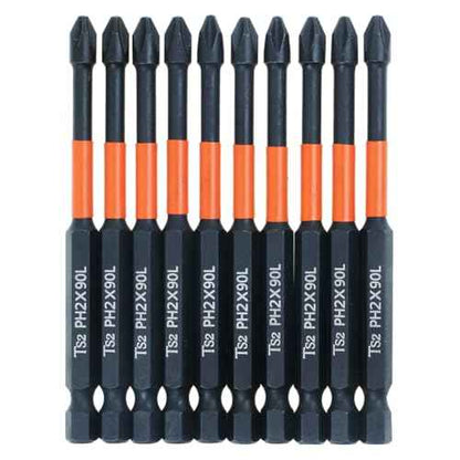 10PCS Phillips Bits #2 High Torque Impact Driver Bits Magnetic 2 Phillips Bits 3-1/2 Inch Long PH2 Bits TS2 Steel Phillips Head Drill Bits Phillips Screwdriver Bits 1/4 Hex Shank Screw Bits