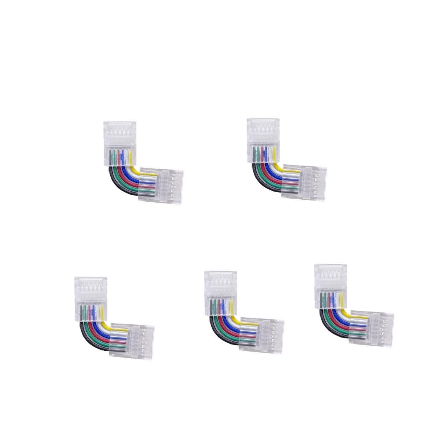 ENQIMAOYI 5PCS 6 Pins L Shape Solderless Connector LED Strip Light, RGBWW 12MM Right Angle Corner Solderless Connection for SMD 5050 RGBCCT LED Strip
