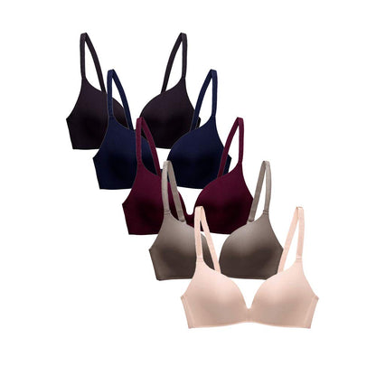 Pack of 5,Women Comfort No Wire Bras Seamless No Show Bra Pack