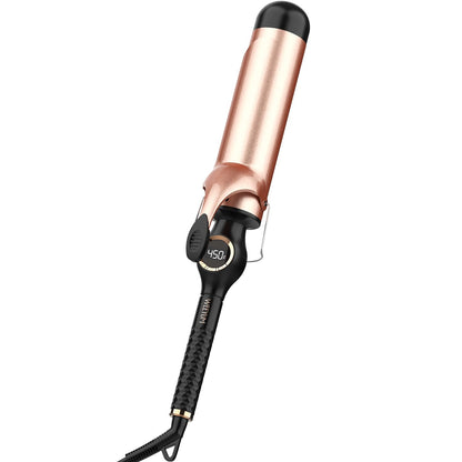 Large Curling Iron 2 Inch, Ceramic Long Barrel Hair Curling Wand, Hair Styling Tool, Dual Voltage, LCD Display, Black