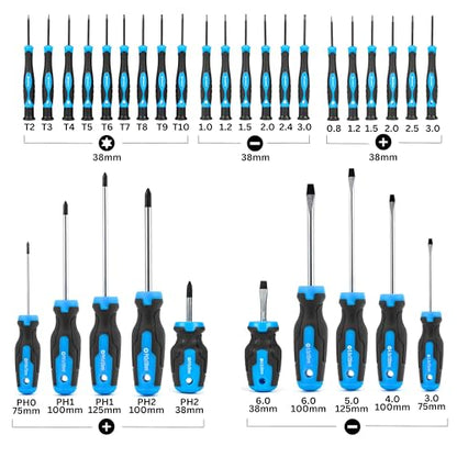 NEIKO 01379A Master Screwdriver Set, 32 Piece Magnetic Precision Screwdrivers, Phillips, Flathead, Slotted, and Torx Drivers, Includes Magnetizer and Demagnetizer, Small Magnetic Screwdrivers
