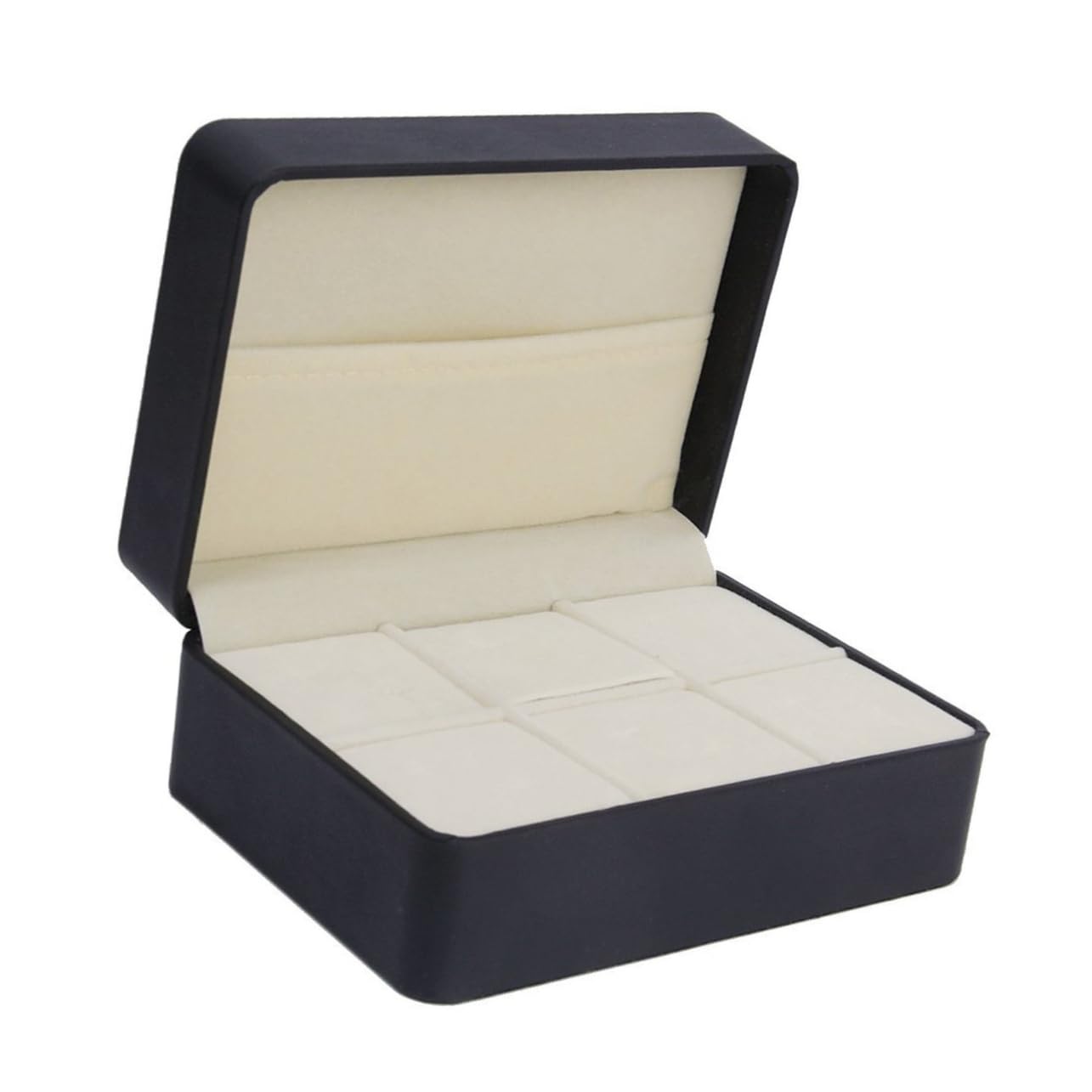 SHERCHPRY 6-Compartment Cufflink and Tie Clip Storage Box Black Compact Pu Organizer Case for Men Jewelry Display and Travel