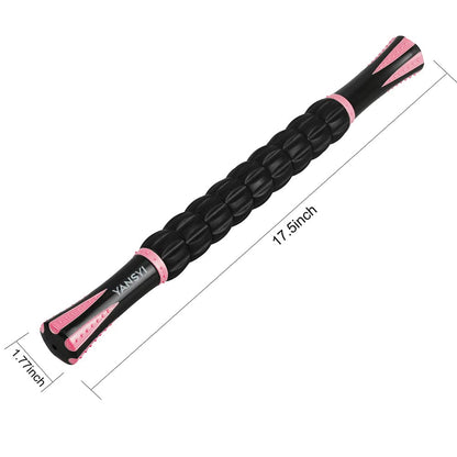 YANSYI Professional 9-Roller Deep Tissue Massage Stick - Portable Muscle Recovery Roller for Athletes, Relieves Post-Workout Soreness & Leg/Back Pain - Portable Physio Tool (Pink)