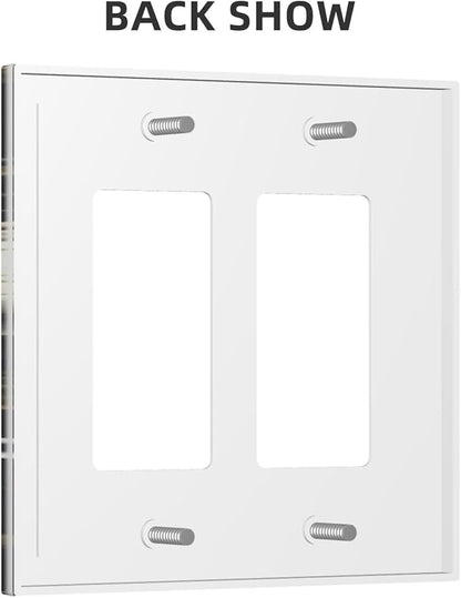 White Gold Blue Flower Dual Outlet Covers Wall Plate 2 Gang Rocker Decora Decorative Switchplate Electrical Faceplate GFCI Light Switch Covers for Farmhouse Living Decor