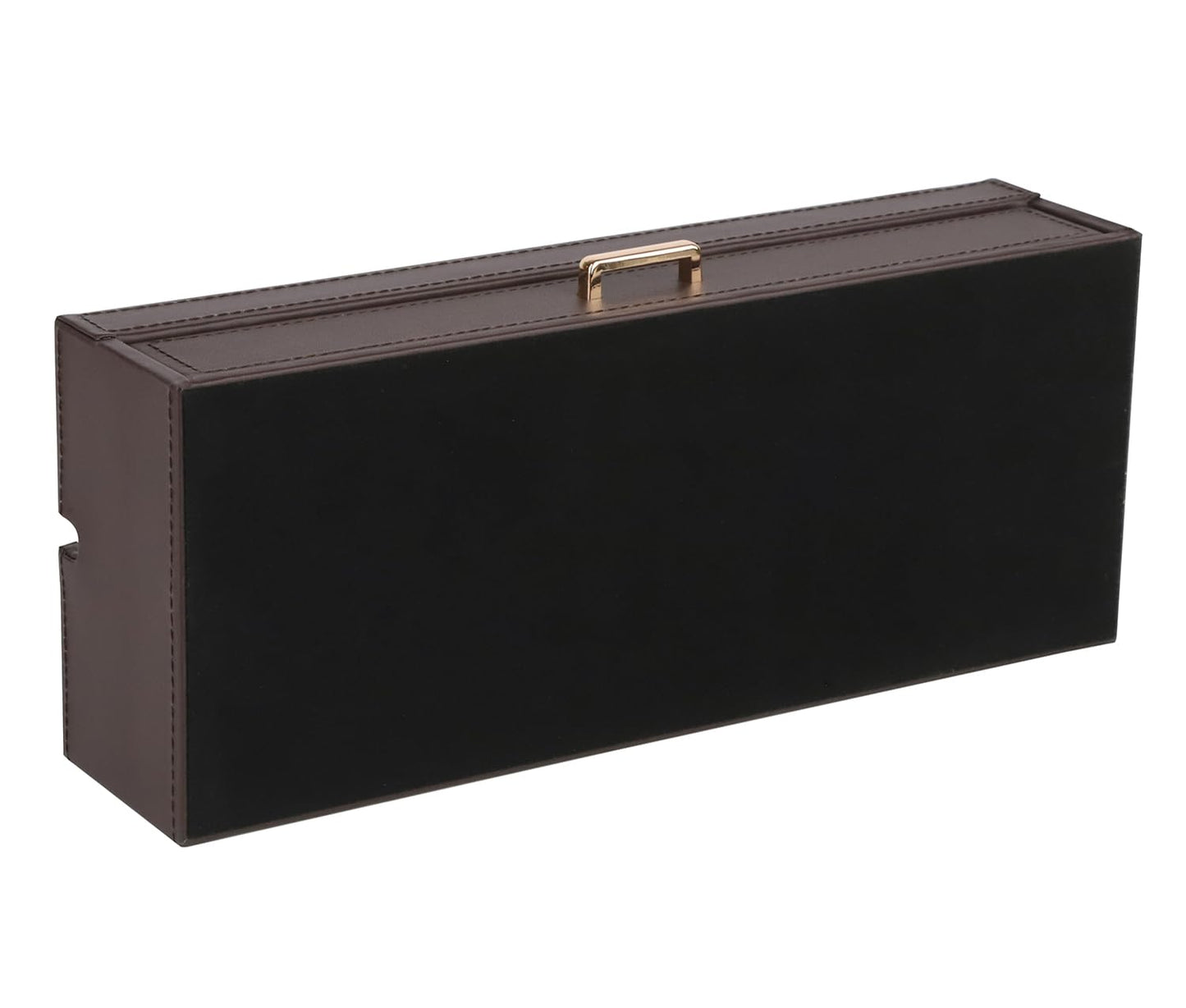 HofferRuffer Valet Jewelry Tray Organizer with Drawer, Faux Leather Storage Catchall Box Phone Charging Station Tray with Dresser Nightstand Desktop Drawer Organizer (Dark Brown)
