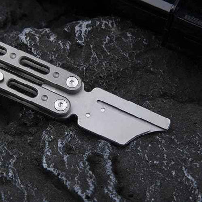Titanium Utility Knife with Clip Mini Pry Bar EDC Box Cutter Flipper Pocket Knife For Outdoor