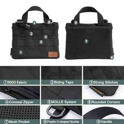 VIPERADE VE5 Slim EDC Pouch with 7 Pockets, Mens Pocket Organizer Multitool Pouch, Mini Crossbody Messenger Bag (No Strap)