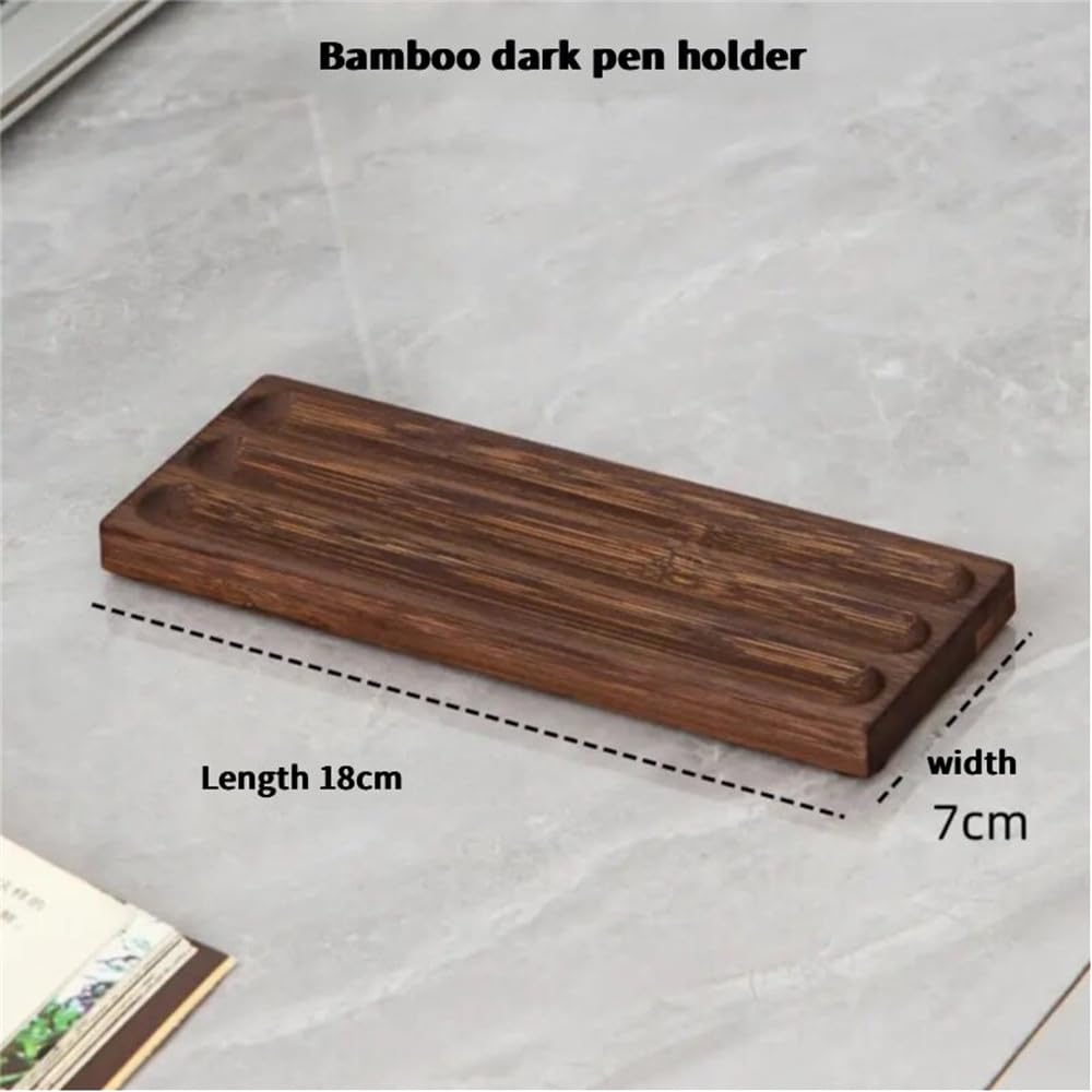 JUTSTJUKO Pen holder Organizer of Office desks,Walnut Desk Pen Stand,Wave Pen Tray Accessory,Teacher Gifts,Suitable for School,Home,Desktop Office Art Accessories (Walnut, 3 Grid)