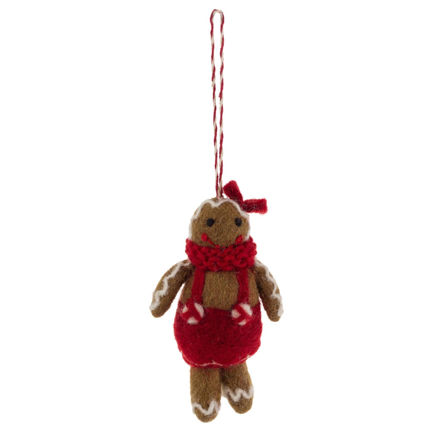 Boston International Felt Christmas Tree Ornament Winter Holiday Hanging Ornaments Decorations for Home, 4", Gingerbread Girl