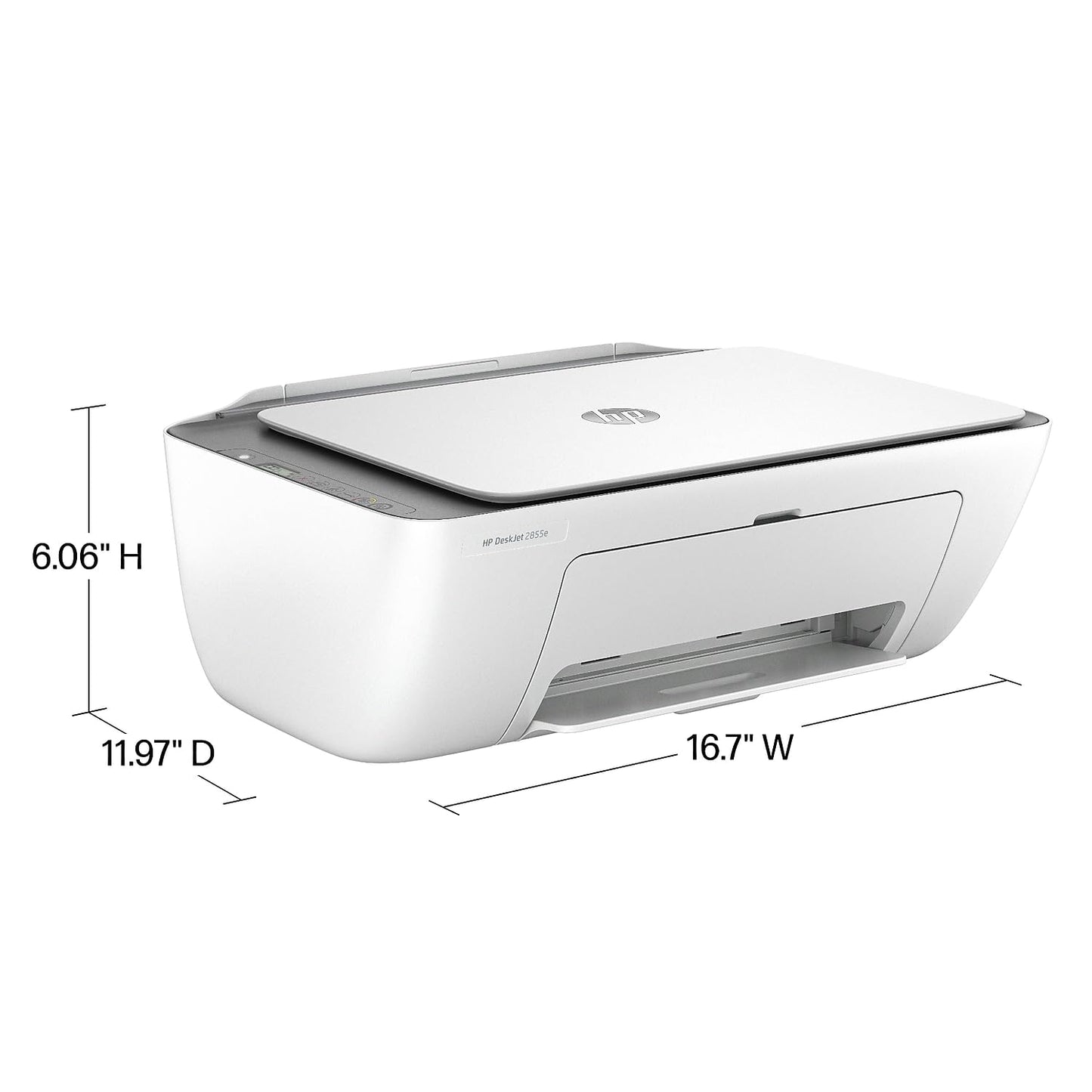 HP DeskJet 2855e Wireless All-in-One Color Inkjet Printer, Scanner, Copier, Best-for-home, 3 months of Instant Ink included, Single-band Wi-Fi connectivity (588S5A)