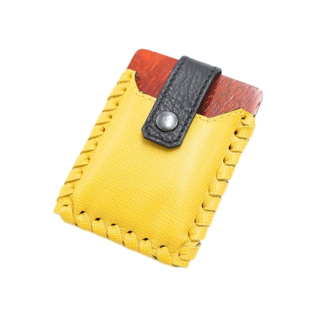 Karina Fashion Handmade Wood & Italian Leather Card Holder – Luxury Business Card Case | Slim & Stylish Wallet for Men & Women | Elegant Wooden & Leather Card Organizer | Minimalist Credit Card Holder | Premium Gift for Professionals & Executives
