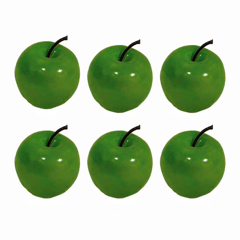 Pcalyr Artificial 6 Pieces Fake Green Apple Faux Realistic Large Apple Lifelike Simulation Foam Fruit Decoration for Home Decor, Kitchen, Party & Prop