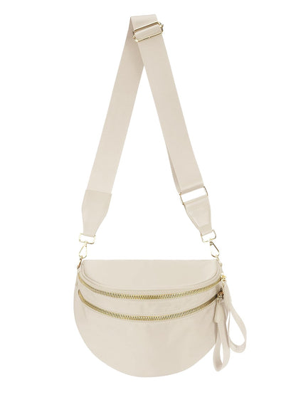 Pure Colour Crossbody Bag Bum Bag for Women,Spacious Purse Fanny Packs Belt Bag,Oversized Bum Bag (Colour Bum Bag-Beige)