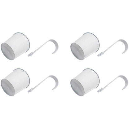HAJXZH 4PCS White Balcony Decor Iron Flower Pot 5'' Hanging Plant Metal Buckets with Detachable Hooks and Drainage Holes for Railing Patio Garden Decor