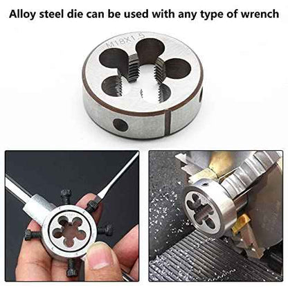 M18 x 1.5 Metric Right Hand Thread Die for Threading, 18mm Thread & 1.5mm Pitch, Alloy Steel