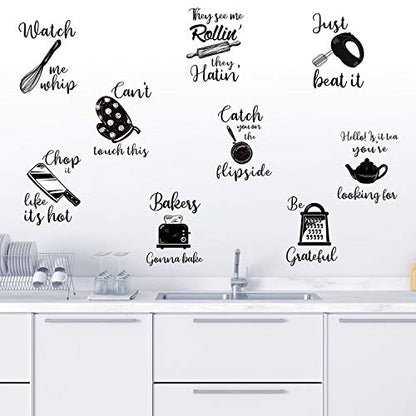 Kitchen Quotes Wall Stickers Lettering Wall Decal Kitchenware with Sayings Decoration for Kitchen Dining Baking Room Restaurant Decoration