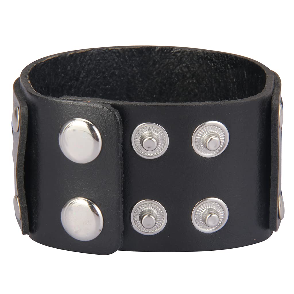 GelConnie Punk Leather Bracelet Cuff Bangle Multi Straps Wristband Adjustable Wrap Bracelets for Men, Women LPB2221-1