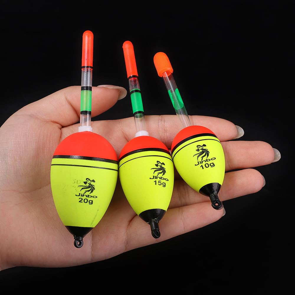 3pcs 10/15/20g Luminous Fishing Night Float Tubes Light Float Plastic Bobber Sea Rock Fishing Striking Floats Tools