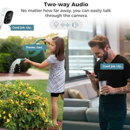 SOVMIKU CG6 Best Solar Security Camera Wireless Outdoor, Battery Powered Cam, Easy to Setup,PIR Motion Detection, Two Way Audio, Audible Flashlight Siren,2.4GHz Wi-Fi, Color Night Vision, SD Slot