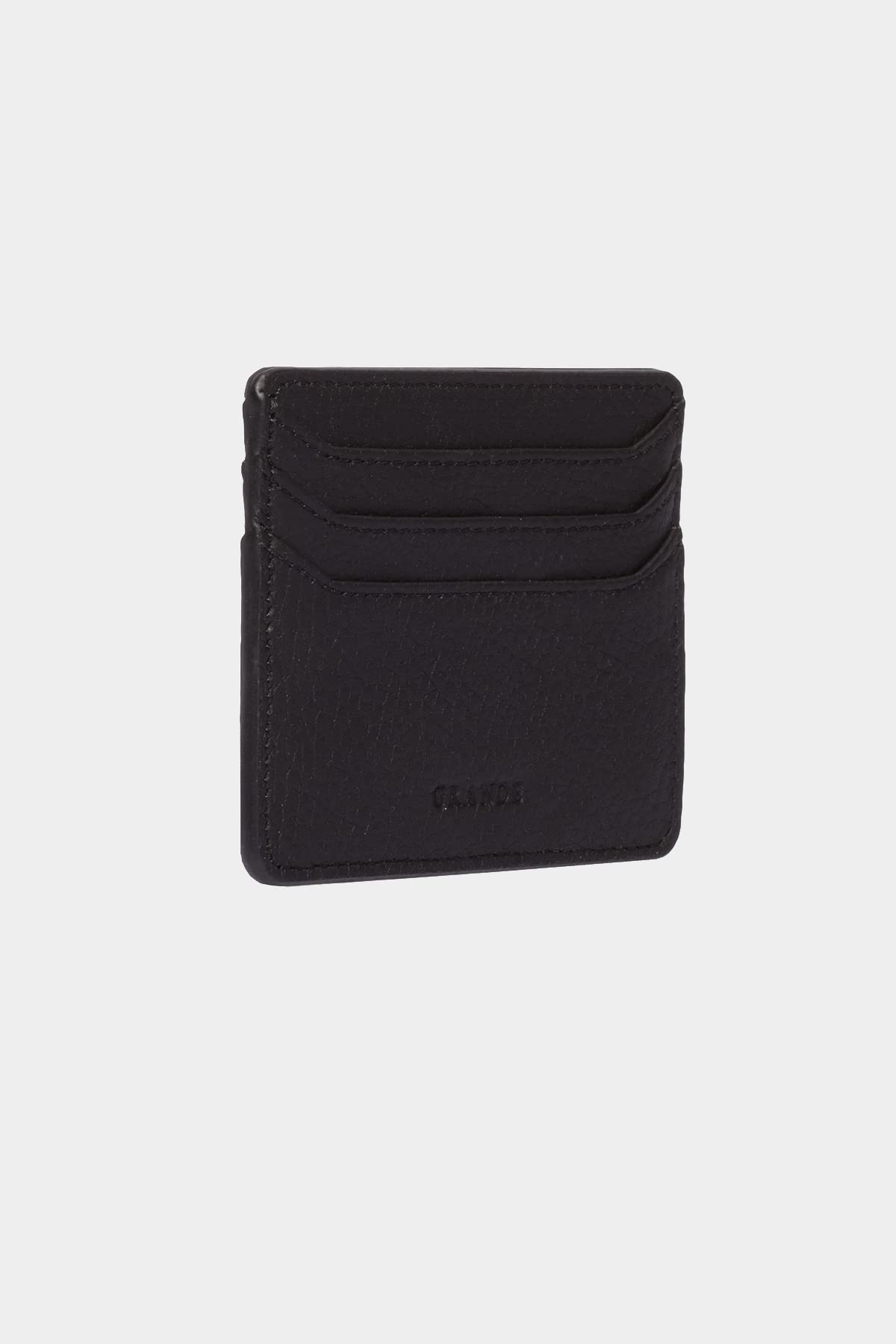 grande 3633 Genuine Leather Card Holder For Women and Men Super Slim Minimalist Small Snap Wallet (Black)
