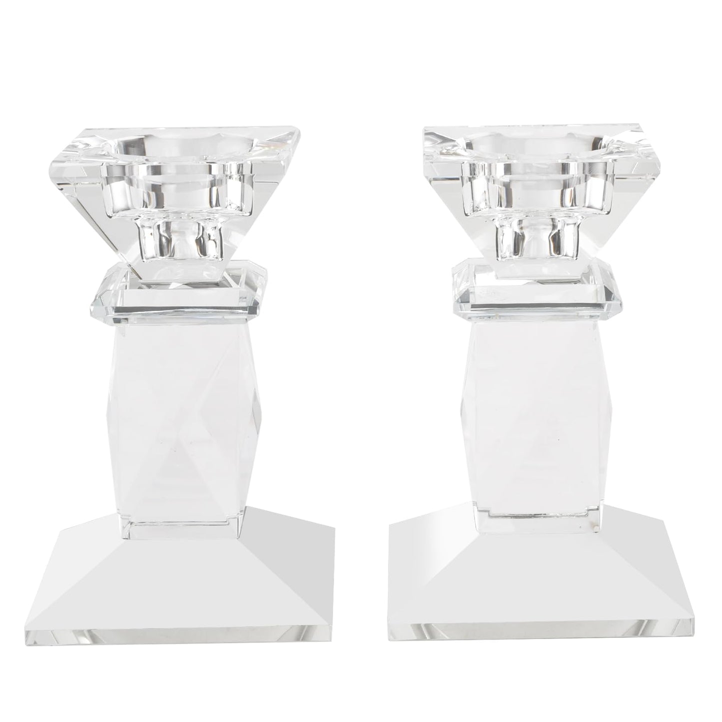 Marvala Crystal Candle Holders Set of 2, Double-Sided Design for Tea Lights & Taper Candles, Decorative Lighting Centerpiece for Home Decor, Wedding, Gift (Holiday, Birthday, Housewarming)