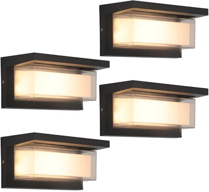 Exterior Wall Lighting,15%-100% Dimmable Indoor Wall Light Fixtures,3000K/4000K/6500K Adjustable,24W Outdoor Porch Light,Waterproof Outdoor Modern Wall Sconce Lights,2160LM Indoor Wall Sconce 4 Pack