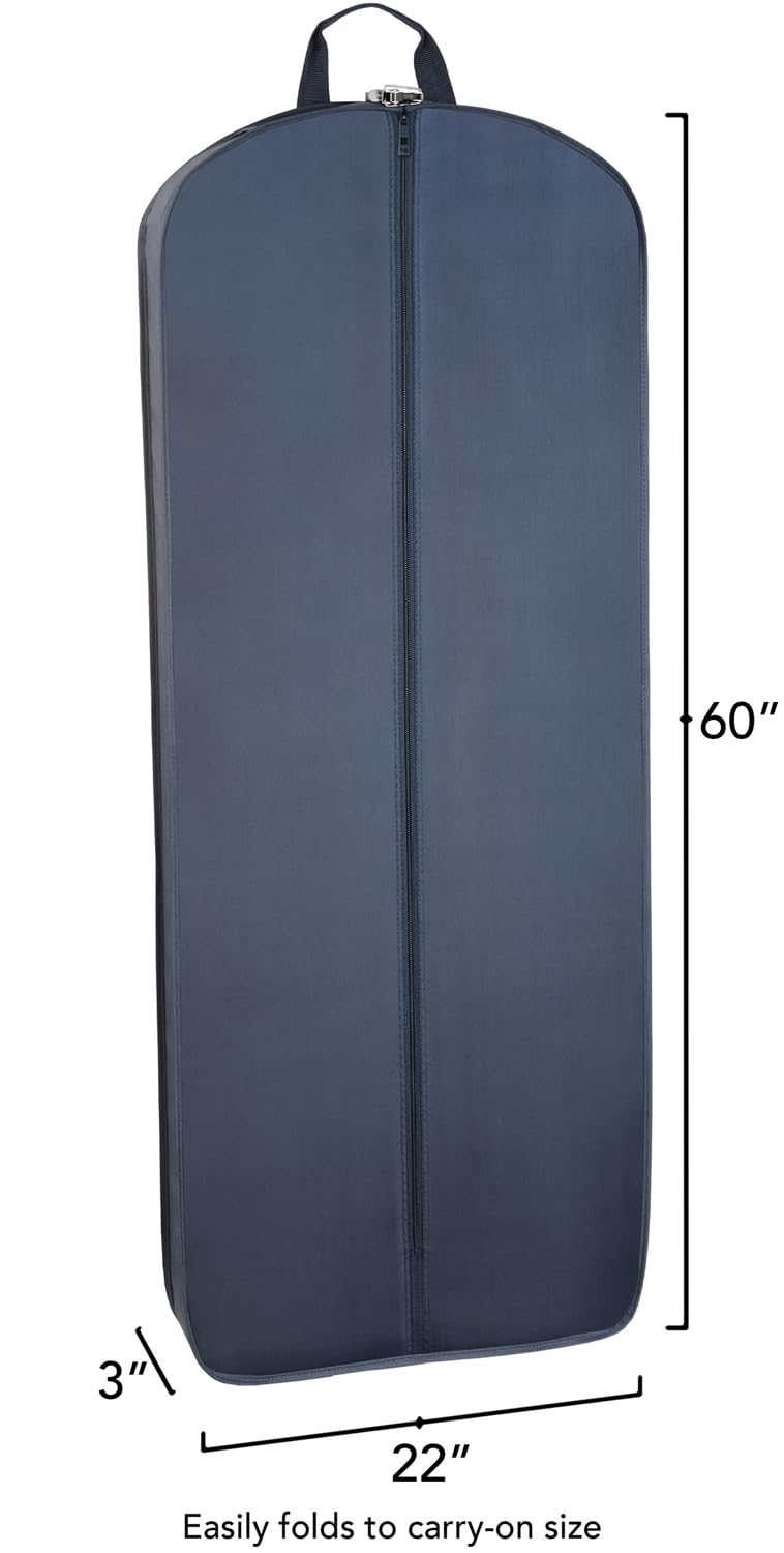 WallyBags® 60" Premium Carry-On Tri-Fold Travel Garment Bag with Exterior Pocket, Perfect for Dresses and Longer Clothes