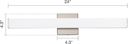 Bathroom Vanity Light Brushed Nickel Square LED 24 inch 14W 4000K Natural White Light Wall Bar Lighting Fixtures Over Mirror (Brushed Nickel, 24inch 4000K Dimmable)