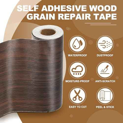 PATIKIL Self Adhesive Wood Grain Repair Tape 33'x 3", Multi-Use Realistic Wood Grain Repair Patch for Furniture Floor Door Table Chair Windows Handicraft DIY, Black Walnut