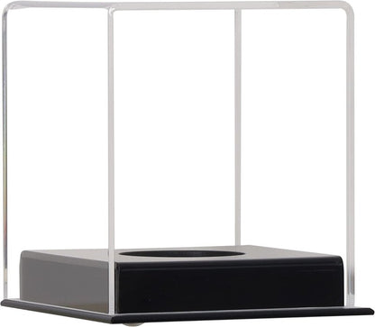 UV Protection Softball Display Case - Clear Cube for 12-Inch Balls | Black Plastic Stand