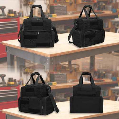 Tactical Tool Bag with 3 Inner Pouches, Portable Handheld and Shoulder Sling Tool Tote Organizer with MOLLE System, Large Capacity for Electricians, Technicians, Repairman, HVAC Techs, Black