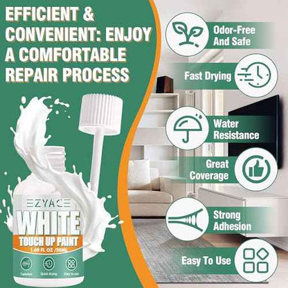 White Touch Up Paint, Multi Surface Touches Up Paints Pen 1.69 Fl Oz for Wood Floor Scratch Repair, Wall, Door, Cabinets, Wood, Furniture, Porcelain, Appliance, Cabinet Paint, Semi Gloss White