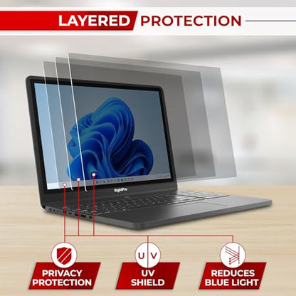 SightPro 15.6 Inch 16:9 Laptop Privacy Screen Filter - Computer Monitor Privacy Shield and Anti-Glare Protector