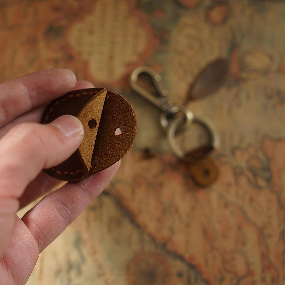 Temvue Leather Keychain RFID Key Fob Holder - Stylish and Secure Way to Carry Your Keys