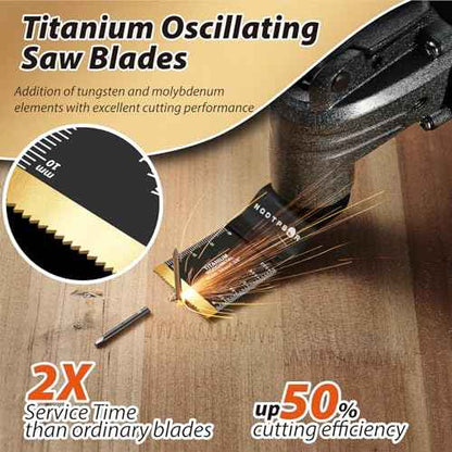54 PCS Oscillating Saw Blades Professional Universal Wood Multitool Blades Titanium Oscillating Tool Blade for Metal Nails, Wood and Plastic Multi Tool Blades Kits Fit All Models (54PCS)