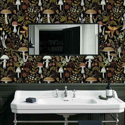 WENMER Floral Peel and Stick Boho Mushroom Wallpaper - Removable, Self-Adhesive, 17.3' x 118'