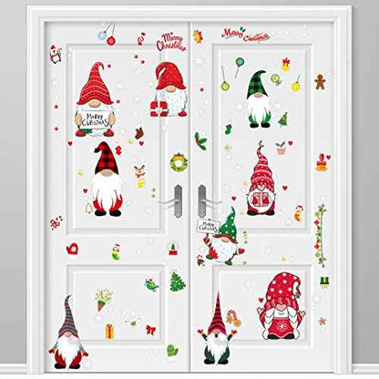 9 Sheet Christmas Gnomes Wall Stickers - Winter Gnomes Wall Decals - Vinyl Stickers for Living Room & Bedroom