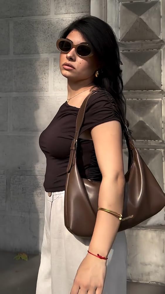 Montana West Shoulder Hobo Bags for Women Trendy Purses Leather Crescent Bags Coffee Gift MWC-073CF