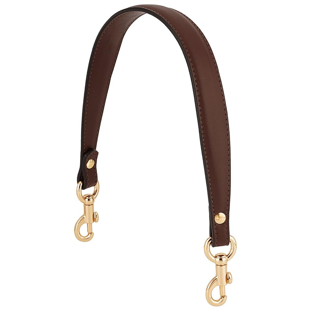 PH PandaHall 20.3 Inch Imitation Leather Bag Strap, Short Purse Strap 1 Inch Wide Bag Strap Replacement Bag Handle Handbag Strap with Golden Clasp for Women DIY Underarm Bag Handbag, Coffee Color