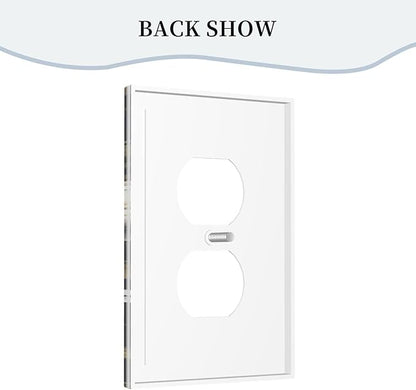 White Gold Blue Flower Light Switch Cover 1 Gang Outlet Plate Single Duplex Wall Plate Covers Decorative Switchplate Covers Electrical Faceplate for Home Decor