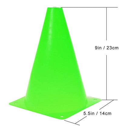 Fragraim 9 Inch Plastic Training Traffic Cones, Sport Cones, Agility Field Marker Cones for Soccer Basketball Football Drills Training, Outdoor Activity or Events - Set of 24, Green
