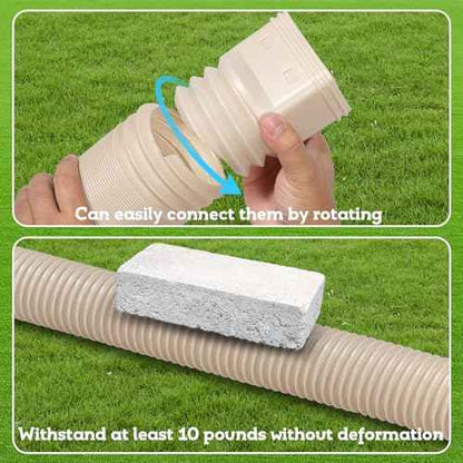 Rain Gutter Downspout Extensions Flexible, Drain Downspout Extender,Down Spout Drain Extender, Gutter Connector Rainwater Drainage,Extendable from 21 to 68 Inches(4 Pack, Limestone)