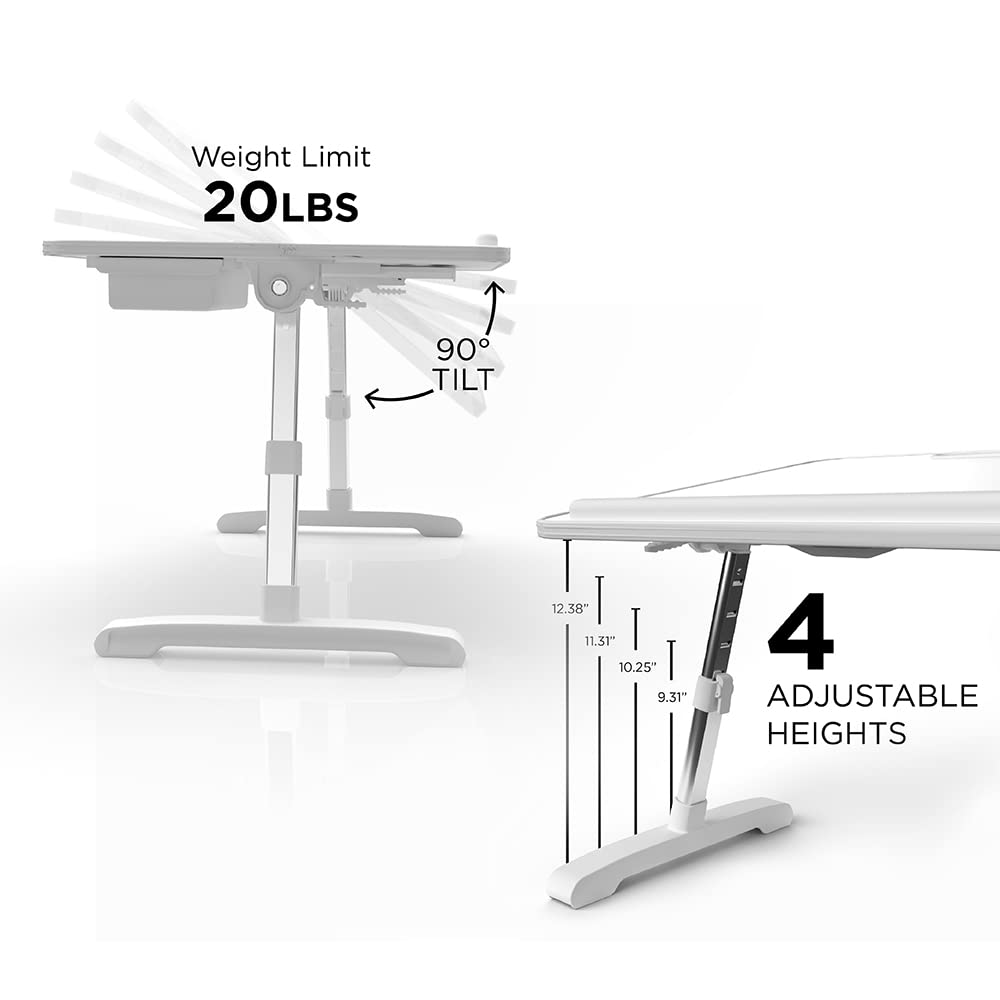 Limitless TotalDesk Portable Workstation and Lap Desk with Adjustable Height & Tilt (White)