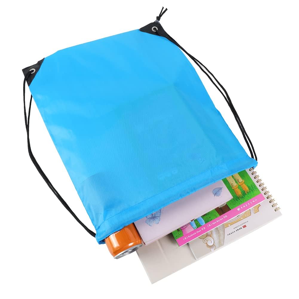CODOBON 40 Pcs Drawstring Backpack Bulk Draw String Bags Cinch Polyester Bag for Gym Sport, Sky Blue