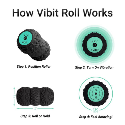 Vibit - Vibrating Massager for Plantar Fasciitis, Pain Relief and Sciatica, Foot and Body Portable Massage Roller, Deep Tissue Pain Relief from Feet to Neck, Electric, 3 Vibration Levels (Black)