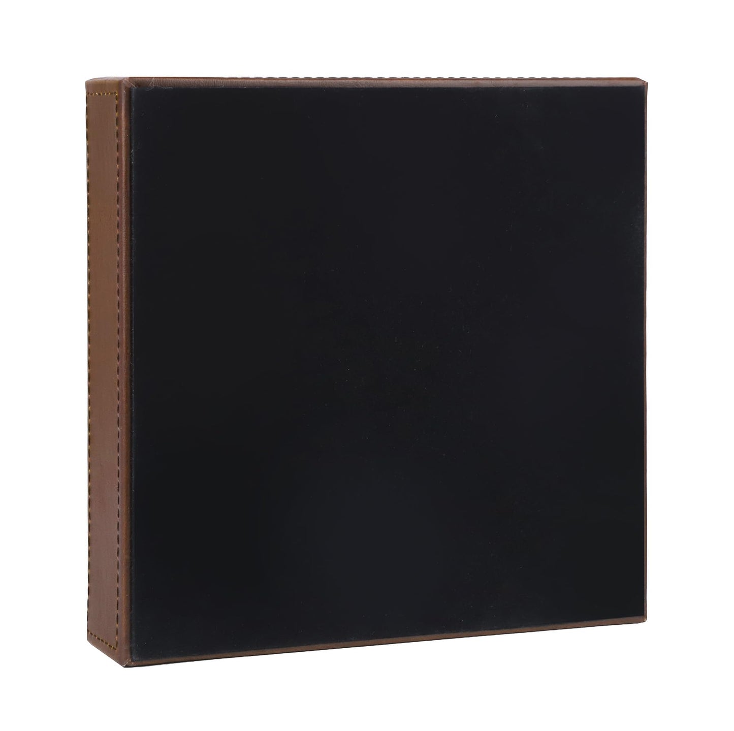 HofferRuffer Faux Leather Vanity Tray, Elegant Desktop Storage Organizer, Decorative Catchall for Perfume, Bathroom Valet, Nightstand or Dresser, 8 x 8 x 1.8 inches (Brown)